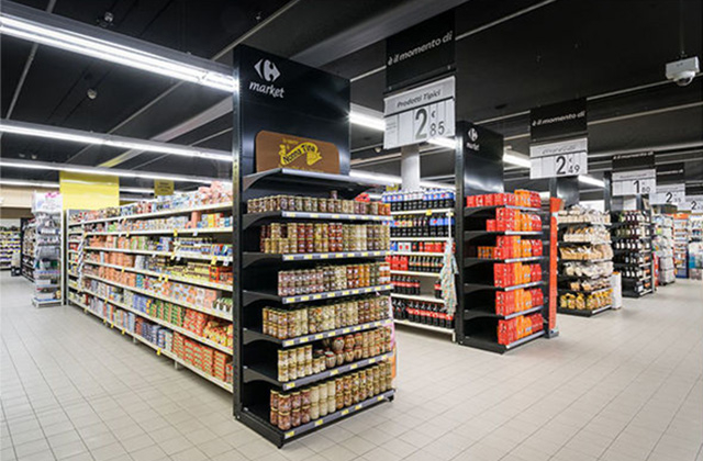 Shelves of a supermarket chain store